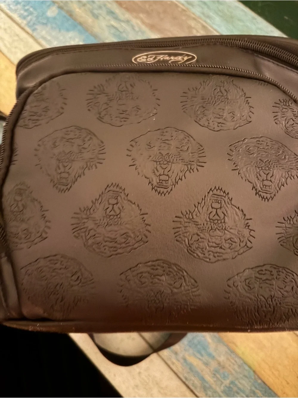 Ed Hardy Black Carry Case with Embossed Tiger Logo!! LSU!! Great for Fans of LSU